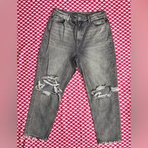 American Eagle Outfitters Distressed Gray Mom Jeans! Sz 14!